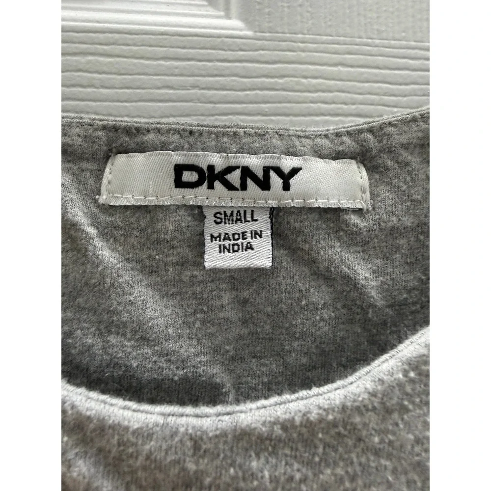 DKNY Girls Grey White Mixed Media‎ Tiered Ruffle Dress Sleeveless Size Small